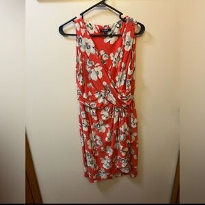 Large (Size 12/14/16) Coral Pink dress with floral print